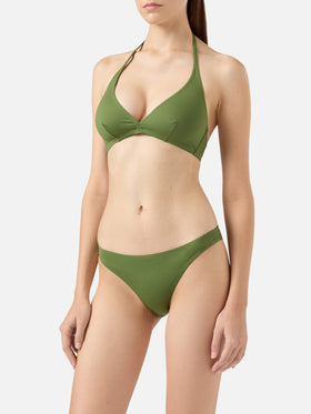 Maia high-waist military green swim briefs - Gaia military green triangle bralette top