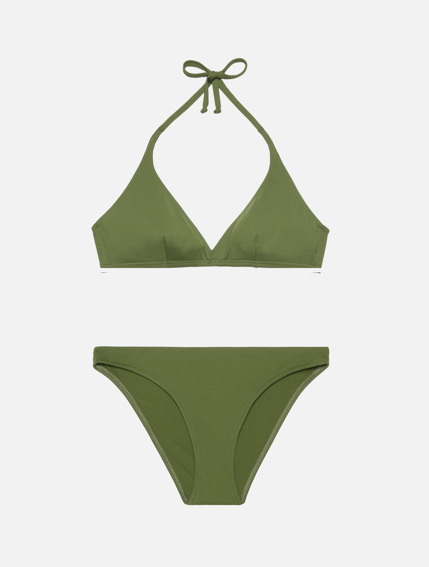 Maia high-waist military green swim briefs - Gaia military green triangle bralette top