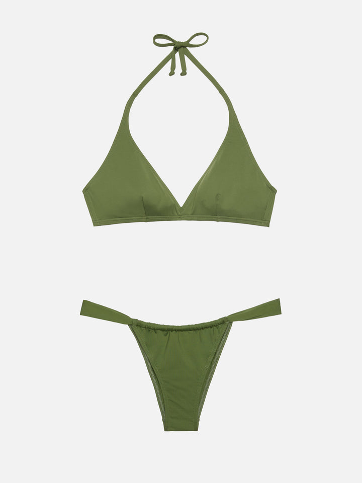 Military green fixed triangle bikini Gaia Noelle