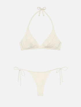 Gaia top bralette triangolo crema - Norah slip mare cheekiest crinkle rosa