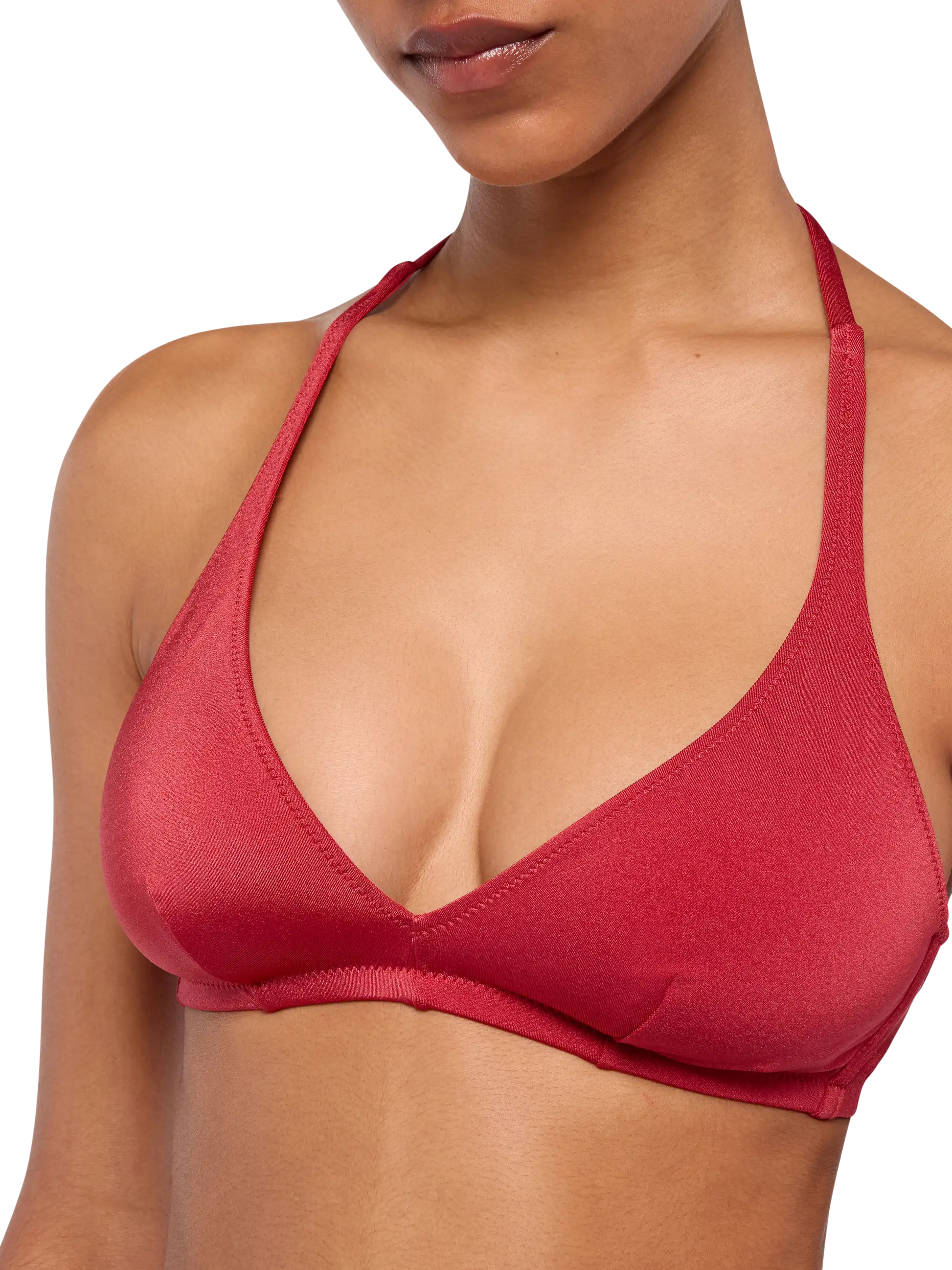Yali shimmer brick red classic swim briefs - Gaia shimmer brick red triangle bralette top - MC2 Saint Barth