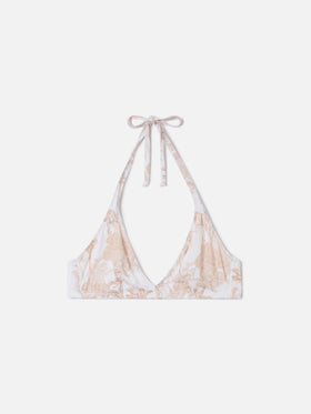 Top bikini Gaia halter con stampa toile de jouy