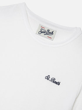 White Gary Jr t-shirt in terry-effect fabric with embroidered logo