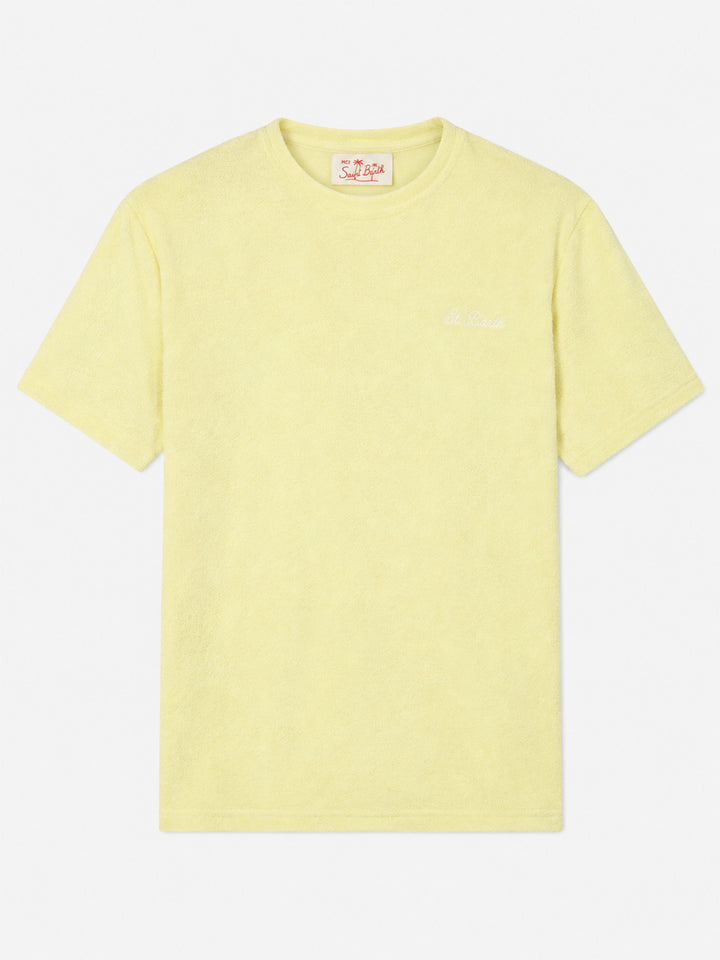 Yellow Gary terry T-shirt with logo embroidery