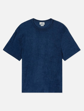 T-shirt Gary in cotone effetto spugna blu con ricamo logo