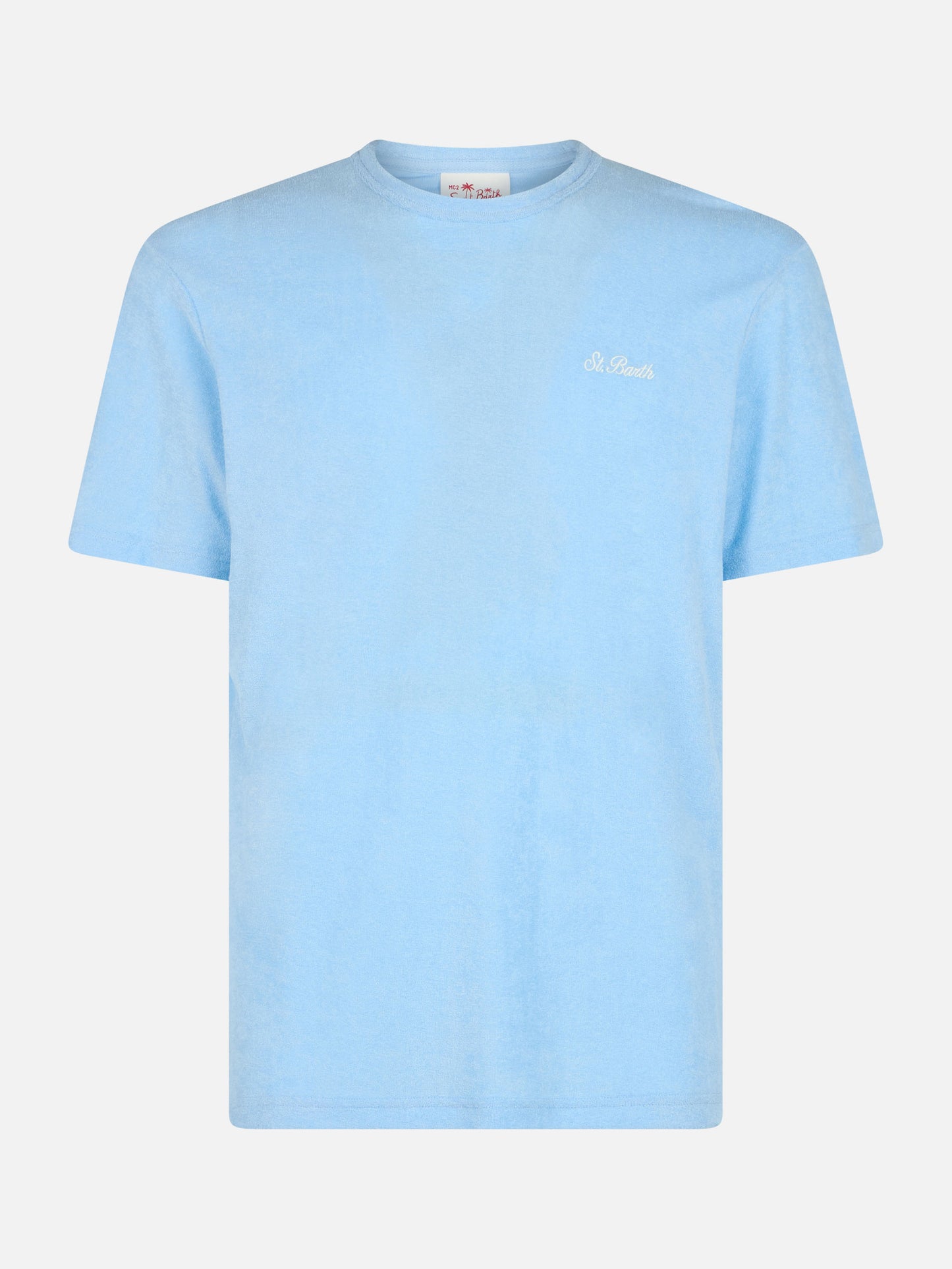 Man light blue terry t-shirt Gary with St. Barth embroidery - MC2 Saint Barth