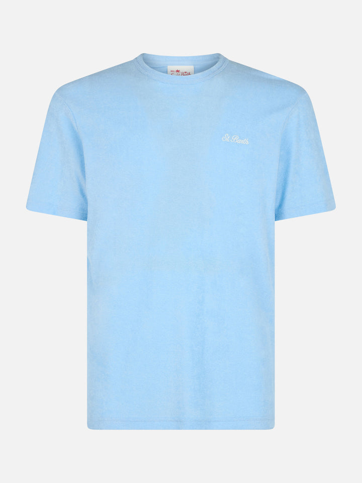 Hellblaues Frottee-T-Shirt Gary mit St. Barth-Stickerei