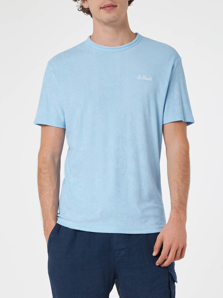 Hellblaues Frottee-T-Shirt Gary mit St. Barth-Stickerei