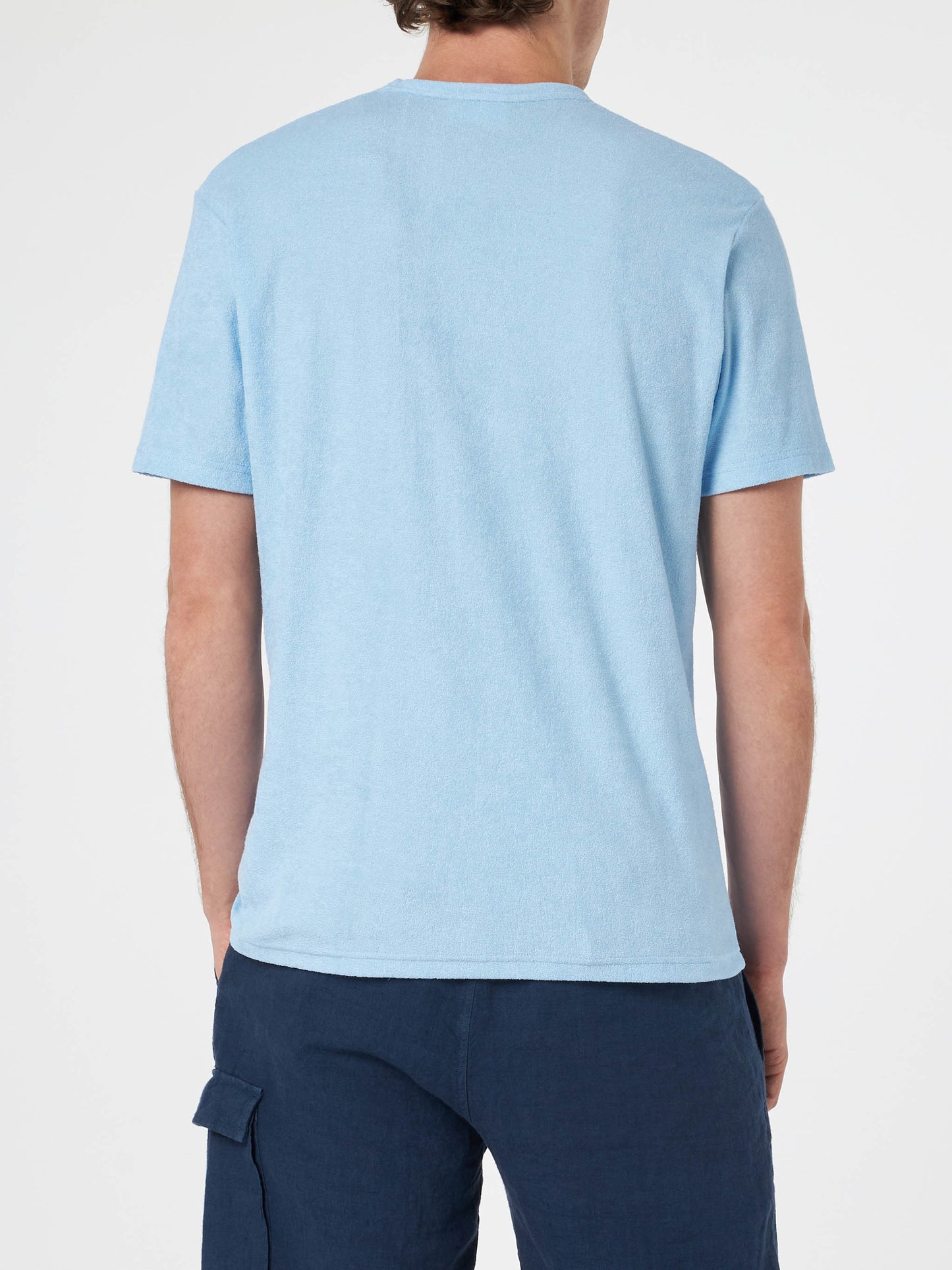 Man light blue terry t-shirt Gary with St. Barth embroidery - MC2 Saint Barth