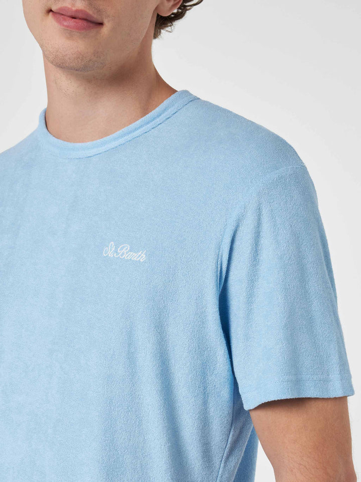 Hellblaues Frottee-T-Shirt Gary mit St. Barth-Stickerei