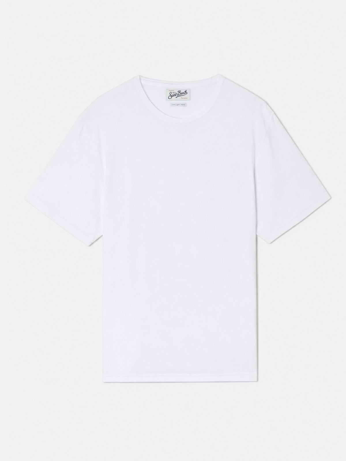 T-shirt in cotone effetto spugna bianca Gary con ricamo logo