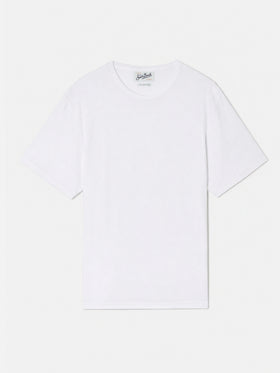 T-shirt in cotone effetto spugna bianca Gary con ricamo logo