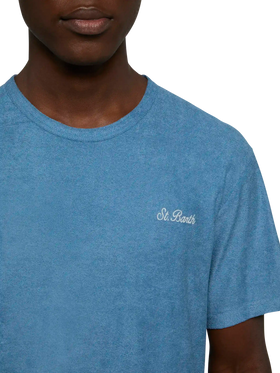 Dusty blue terry t-shirt Gary with St. Barth embroidery - MC2 Saint Barth