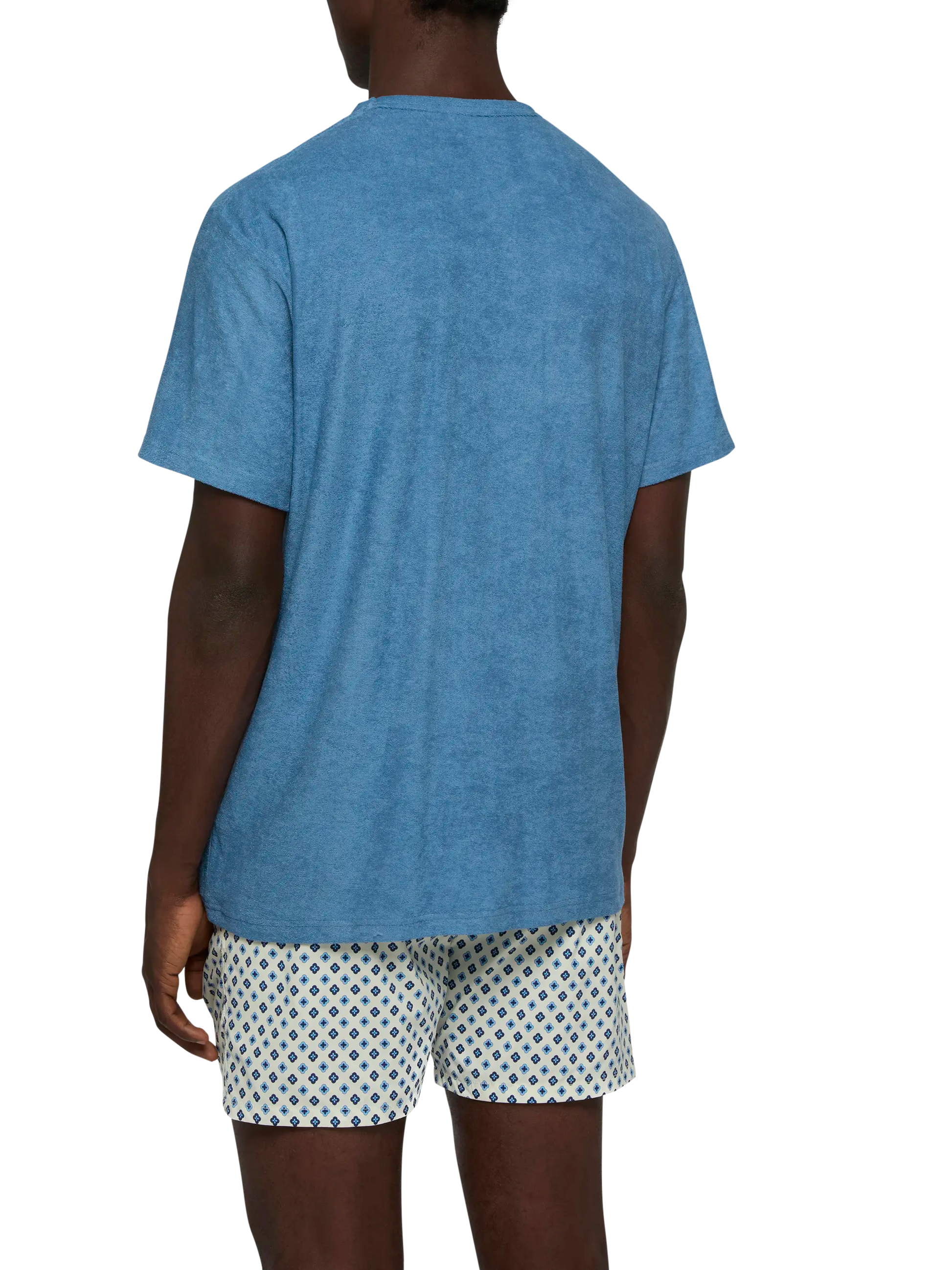 Dusty blue terry t-shirt Gary with St. Barth embroidery - MC2 Saint Barth