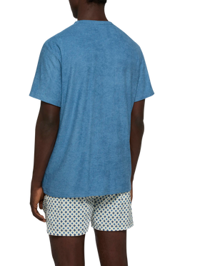 Dusty blue terry t-shirt Gary with St. Barth embroidery - MC2 Saint Barth