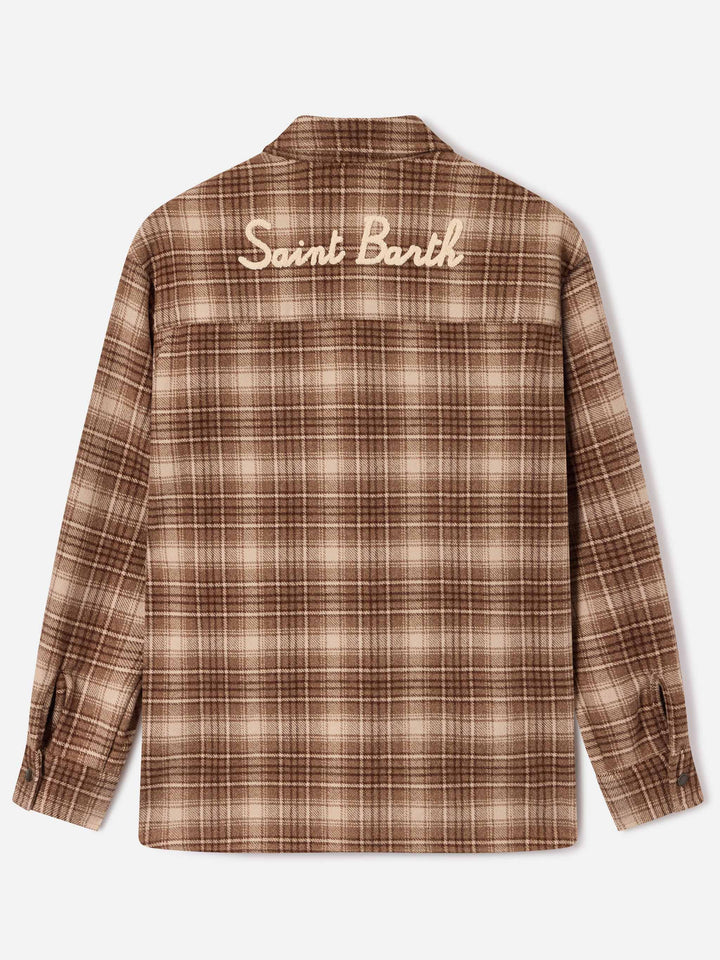 Cambry flannel overshirt with tartan pattern and logo embroidery