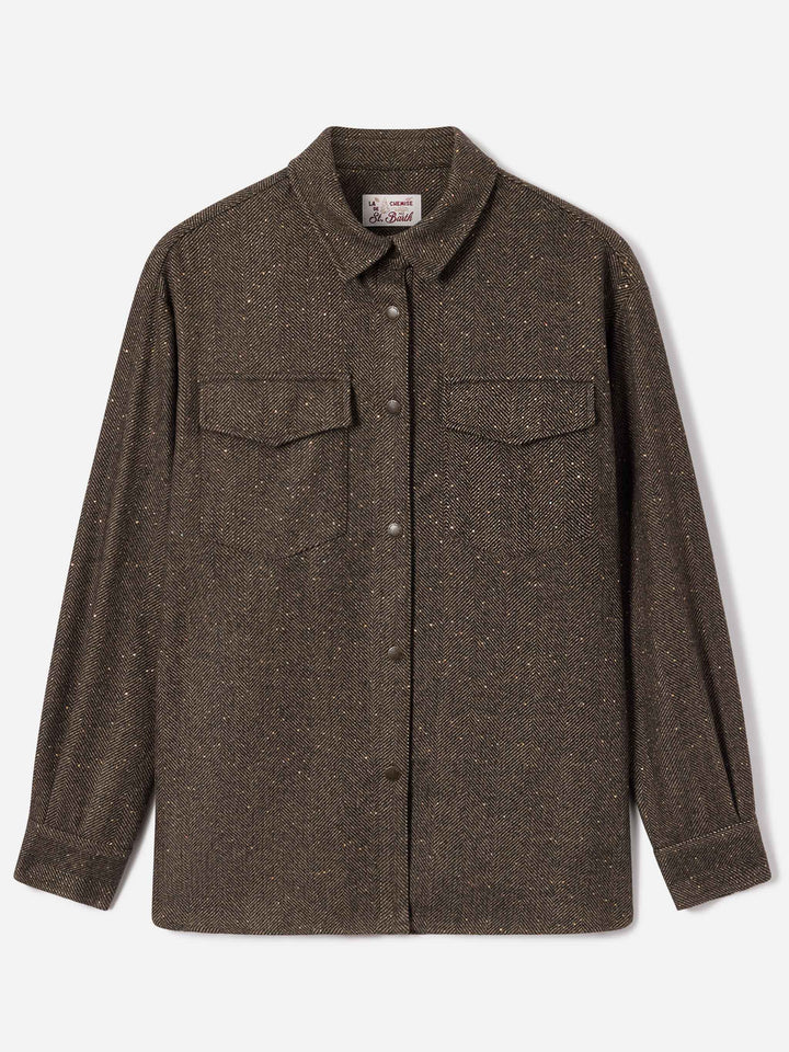 Cambry wool blend overshirt with herringbone pattern