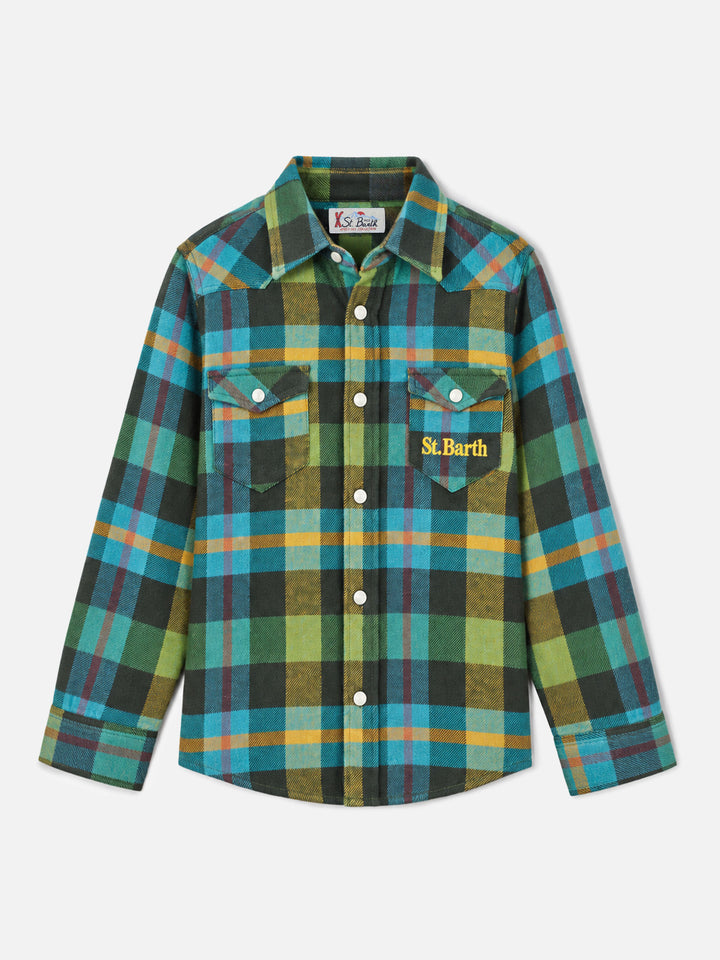 Camisa de niño con estampado tartán 