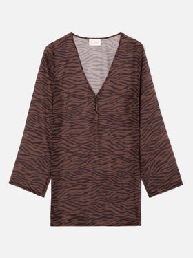 Vestido corto Gretah en georgette con estampado animal 