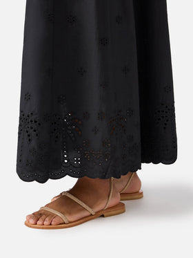 Long Guadalupe dress in black with embroidery