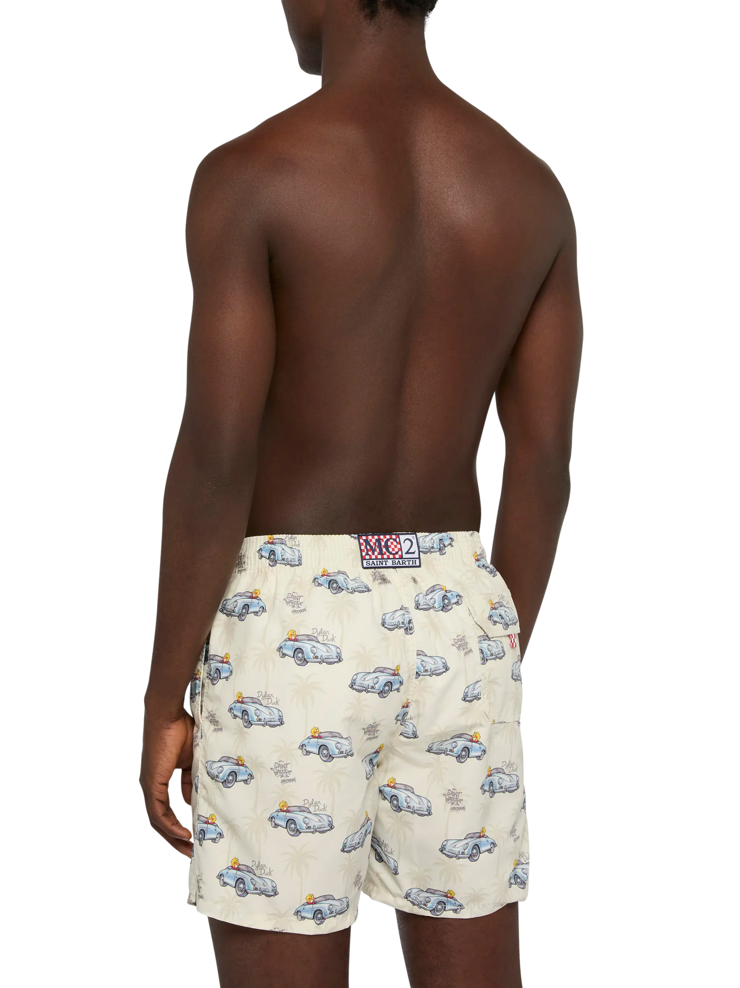 Mid-length Gustavia swim-shorts with ducky and car print |CRYPTOPUPPETS SPECIAL EDITION - MC2 Saint Barth