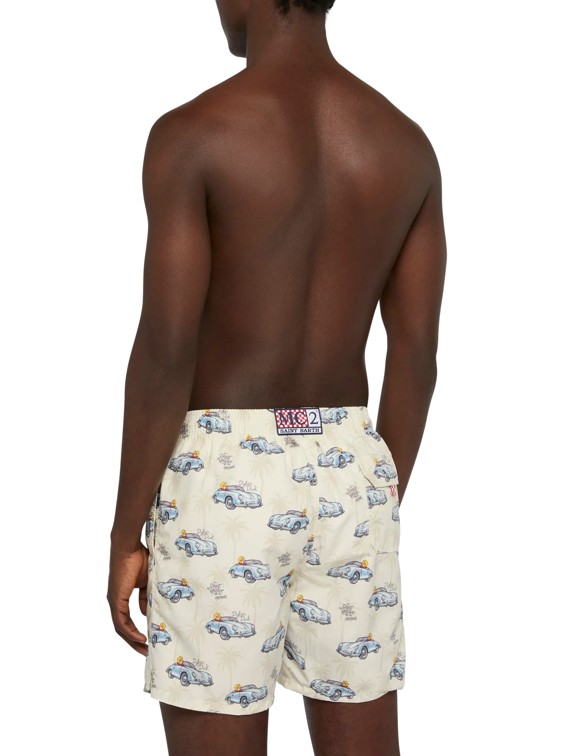Mid-length Gustavia swim-shorts with ducky and car print |CRYPTOPUPPETS SPECIAL EDITION - MC2 Saint Barth