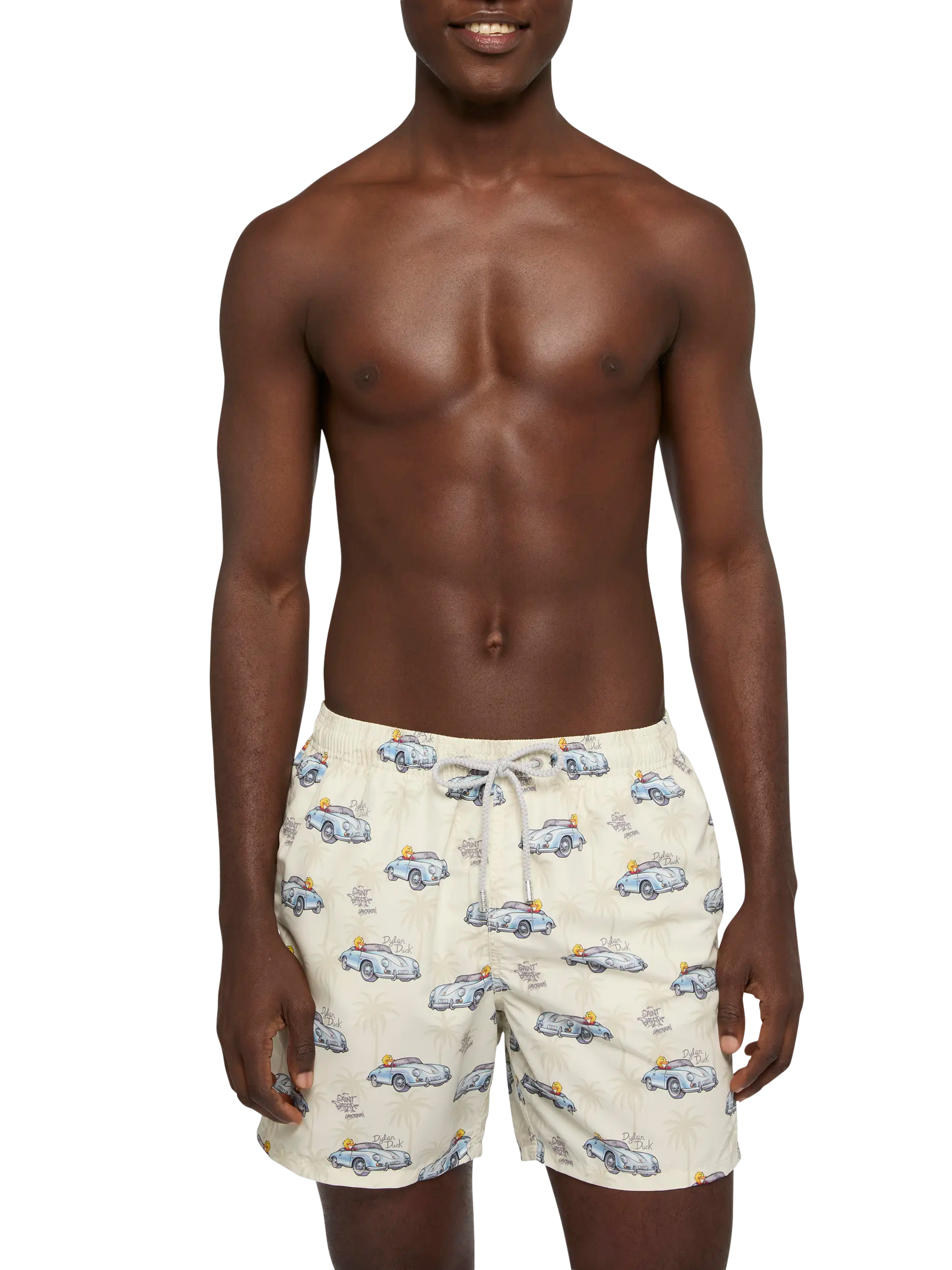 Mid-length Gustavia swim-shorts with ducky and car print |CRYPTOPUPPETS SPECIAL EDITION - MC2 Saint Barth