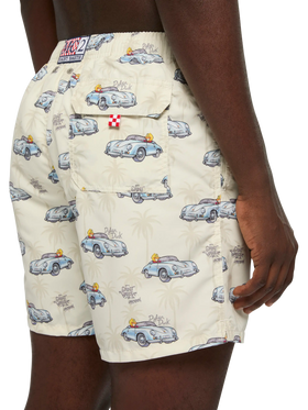 Mid-length Gustavia swim-shorts with ducky and car print |CRYPTOPUPPETS SPECIAL EDITION - MC2 Saint Barth