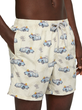 Mid-length Gustavia swim-shorts with ducky and car print |CRYPTOPUPPETS SPECIAL EDITION - MC2 Saint Barth