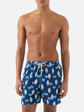 Gustavia swim shorts with oysters and watches print