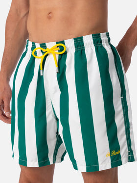 Man mid-length striped Gustavia swim-shorts with St. Barth embroidery - MC2 Saint Barth