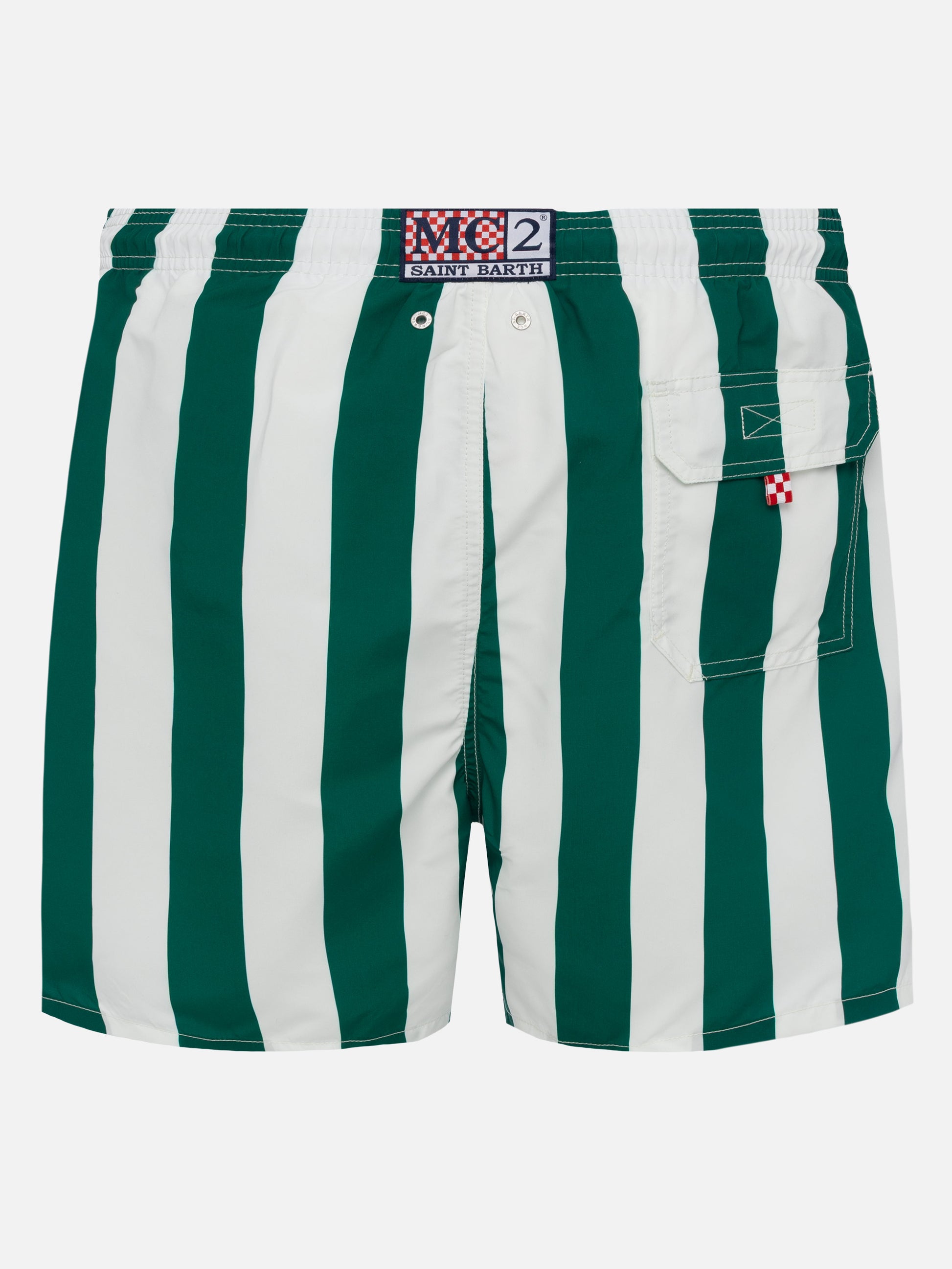 Man mid-length striped Gustavia swim-shorts with St. Barth embroidery - MC2 Saint Barth