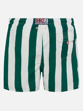 Man mid-length striped Gustavia swim-shorts with St. Barth embroidery - MC2 Saint Barth