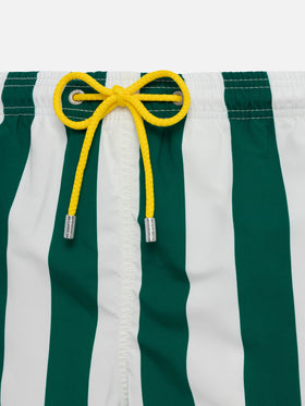 Man mid-length striped Gustavia swim-shorts with St. Barth embroidery - MC2 Saint Barth