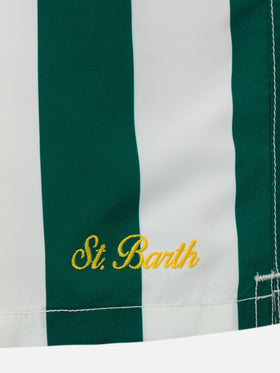 Man mid-length striped Gustavia swim-shorts with St. Barth embroidery - MC2 Saint Barth