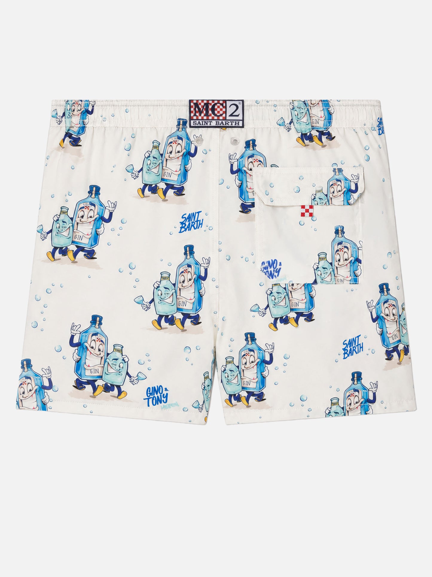 Mittellange Gustavia Badeshorts mit Cocktail-Print |CRYPTOPUPPETS SPECIAL EDITION