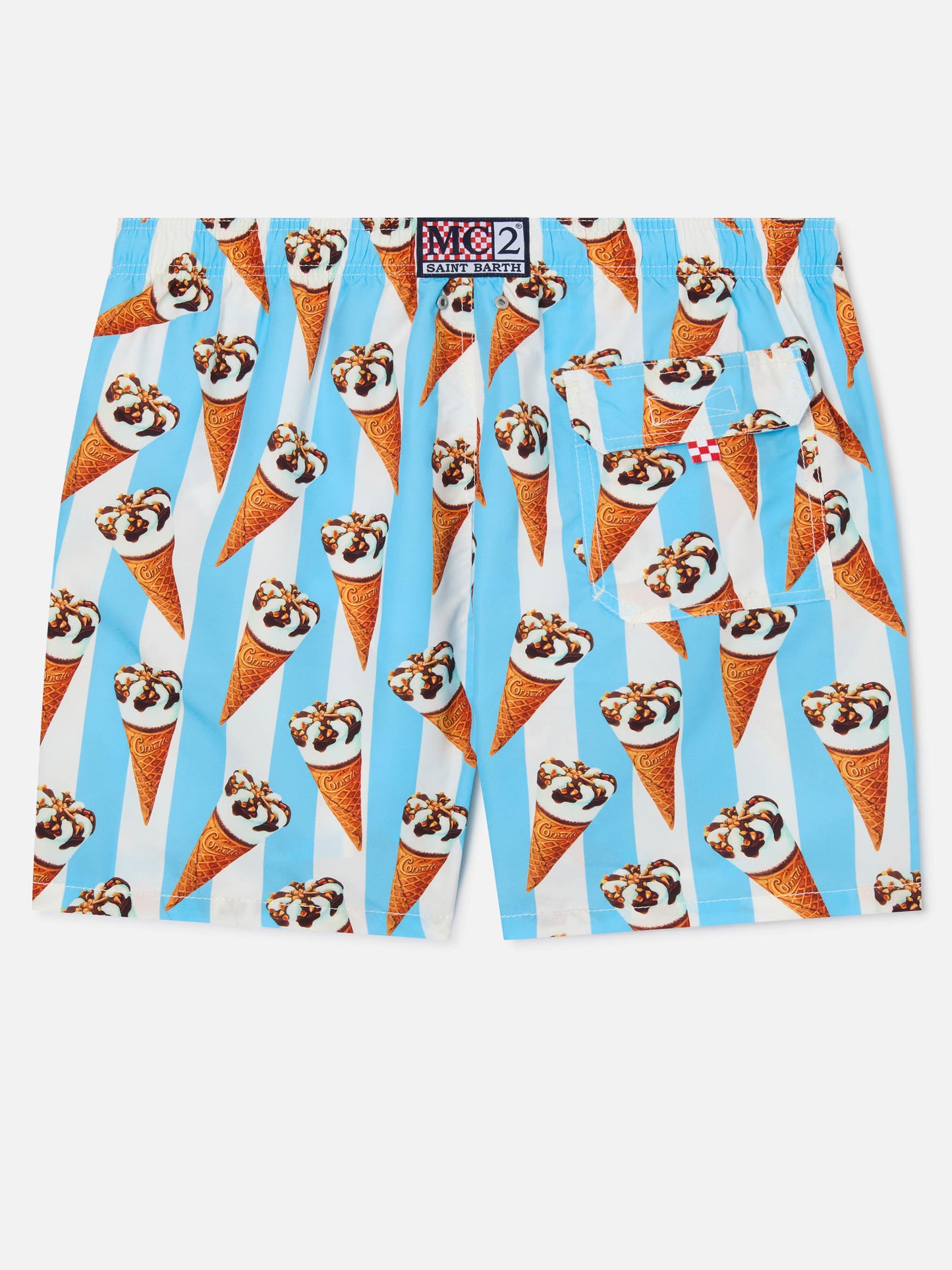 Costume mare Gustavia stampa Cornetto e righe azzurre | Special Edition