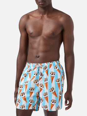 Costume mare Gustavia stampa Cornetto e righe azzurre | Special Edition