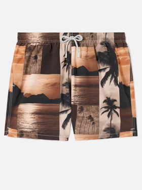 Gustavia swim shorts with sunset print | Special Edition
