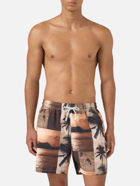Gustavia swim shorts with sunset print | Special Edition