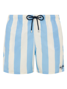 Mid-length striped Gustavia swim-shorts with St. Barth embroidery - MC2 Saint Barth