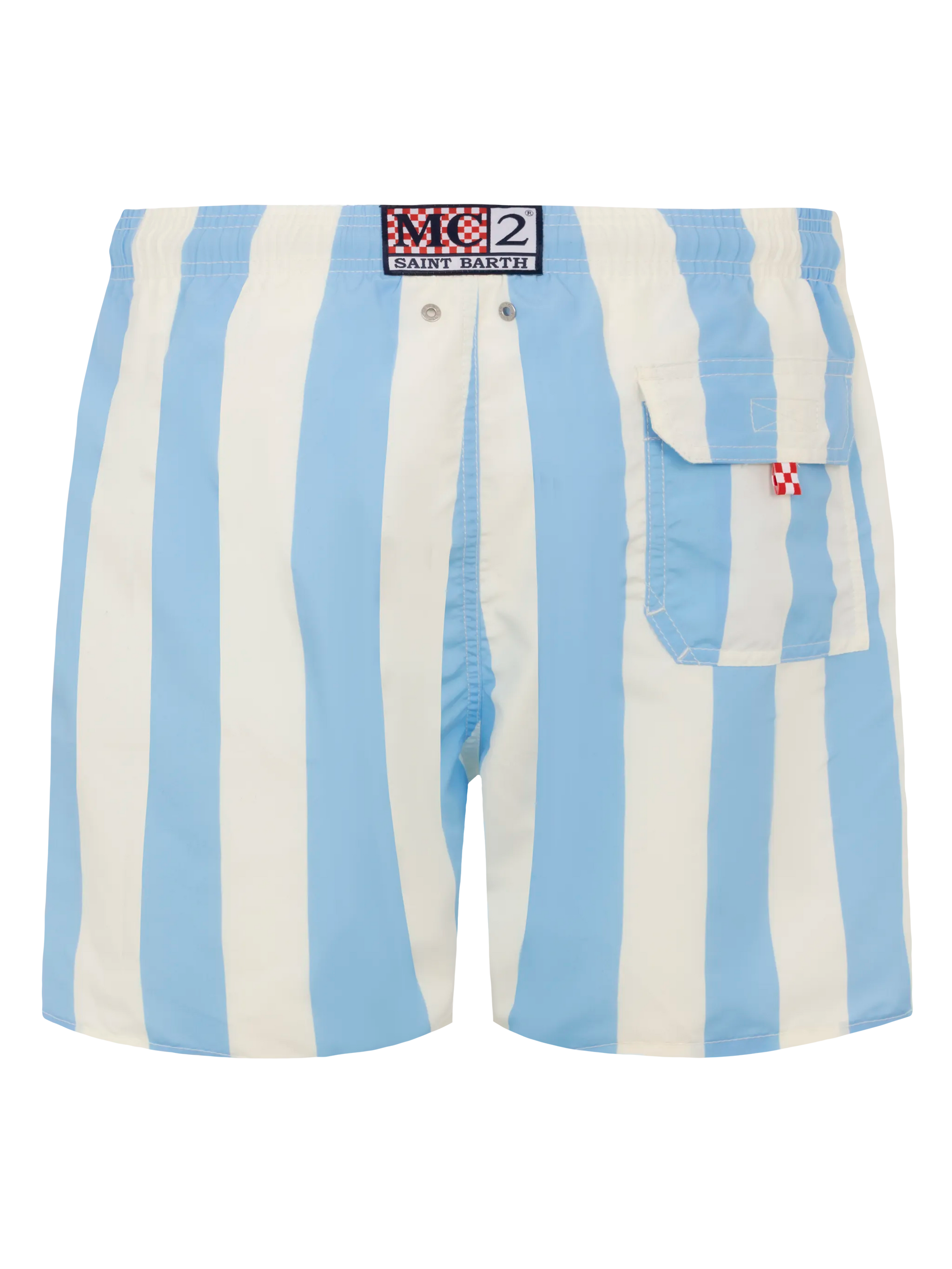 Mid-length striped Gustavia swim-shorts with St. Barth embroidery - MC2 Saint Barth