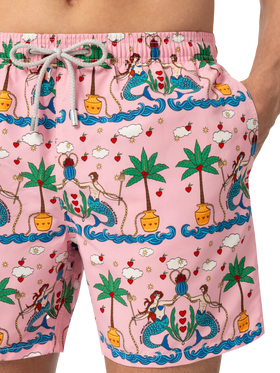 Mid-length Gustavia swim-shorts with mermaid print | ALESSANDRO ENRIQUEZ SPECIAL EDITION - MC2 Saint Barth