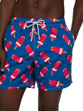 Mid-length Gustavia swim-shorts with Fior di Fragola print | ALGIDA SPECIAL EDITION - MC2 Saint Barth