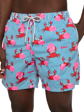 Mid-length Gustavia swim-shorts with Big Babol crab print | BIG BABOL SPECIAL EDITION - MC2 Saint Barth