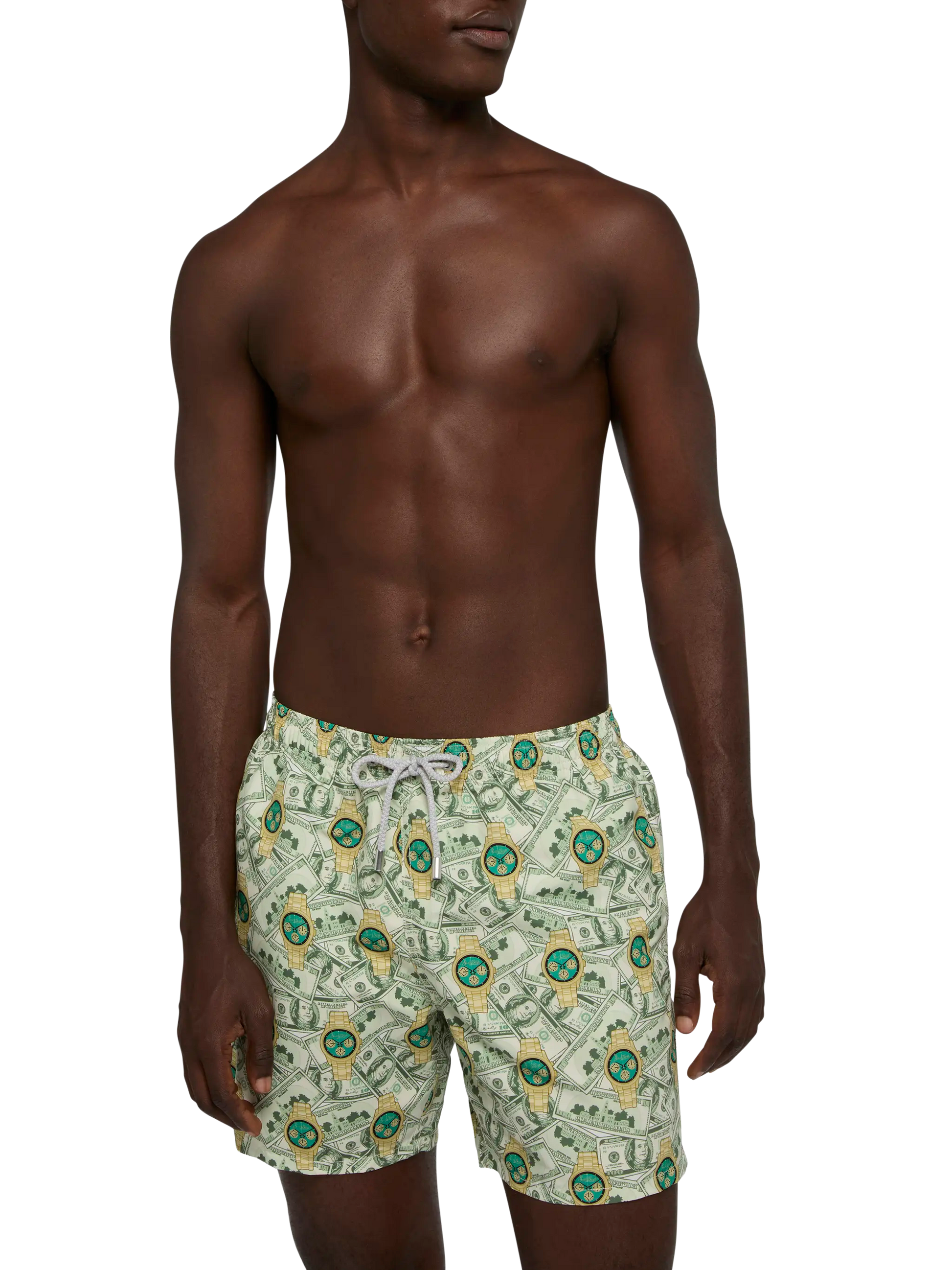 Mid-length Gustavia swim-shorts with watches print - MC2 Saint Barth