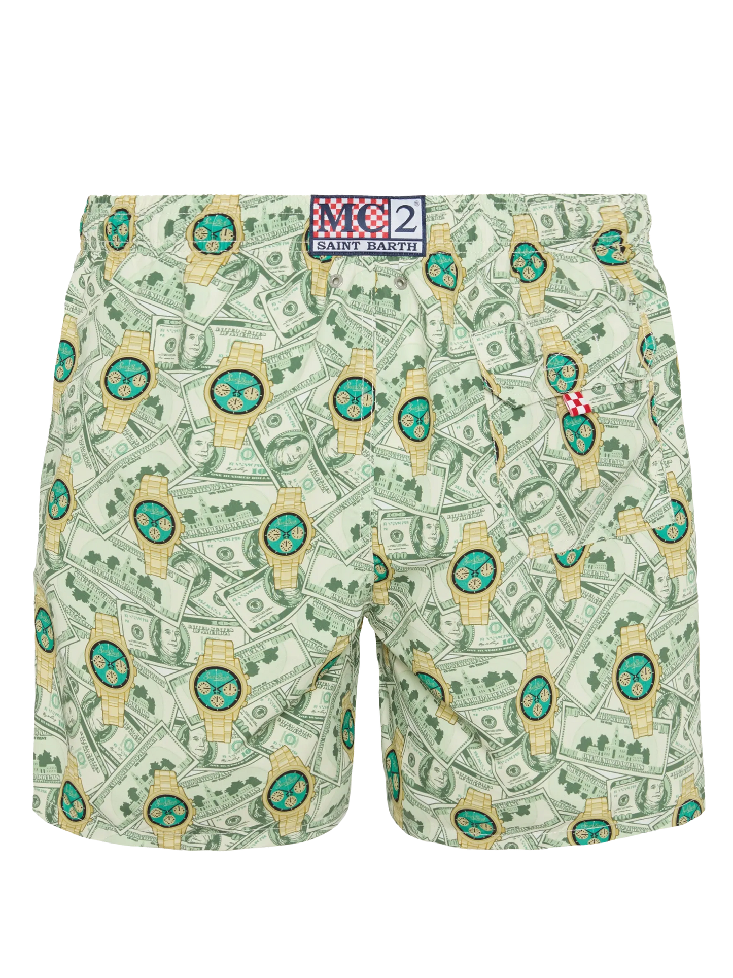 Mid-length Gustavia swim-shorts with watches print - MC2 Saint Barth
