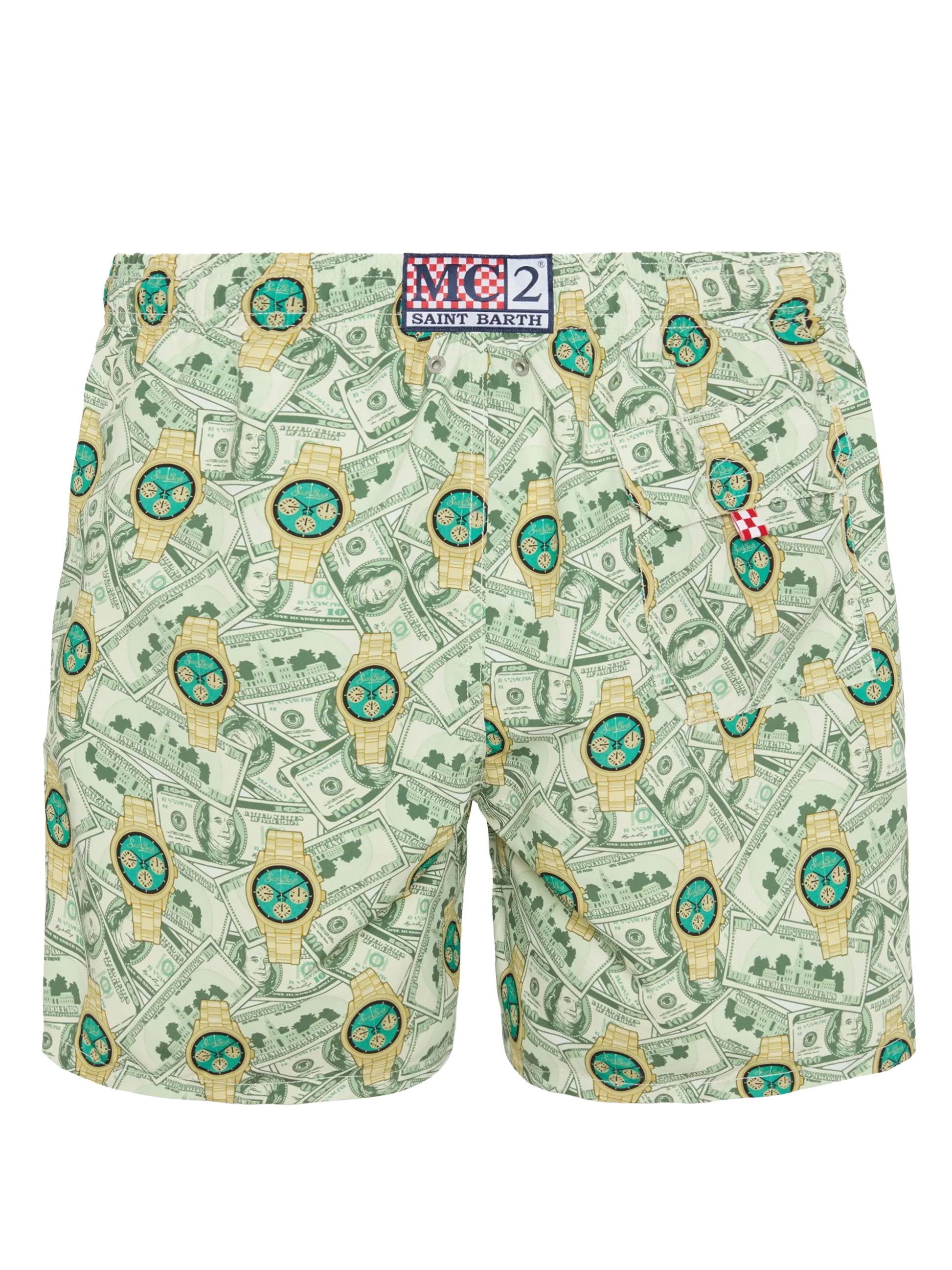Mid-length Gustavia swim-shorts with watches print - MC2 Saint Barth