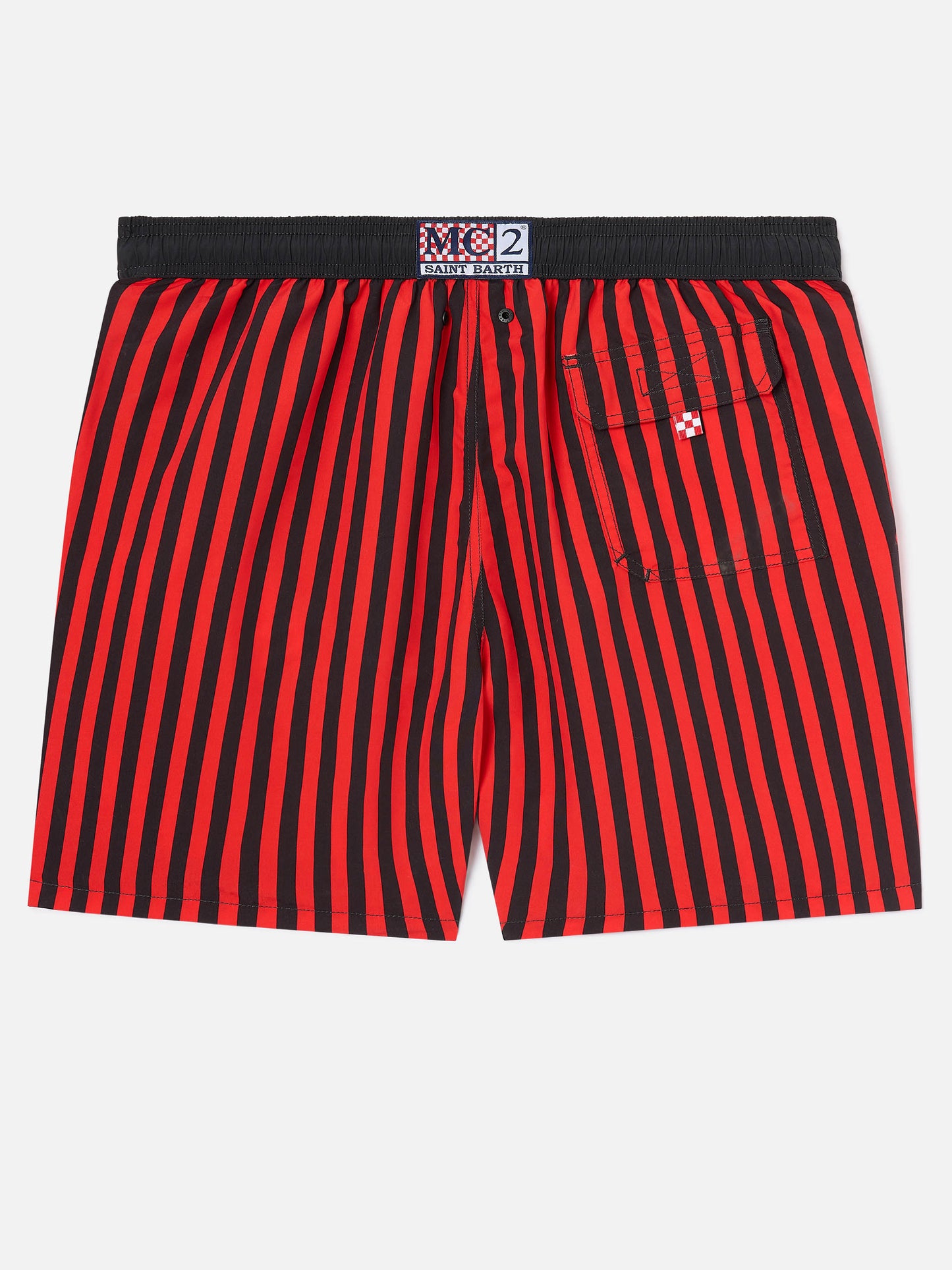 Bañador corto a rayas rojas Gustavia con parche AC MILAN y bordado Rossoneri | AC MILAN SPECIAL EDITION 