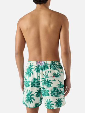 Short de bain Gustavia à imprimé toile de Jouy verte | Special Edition 